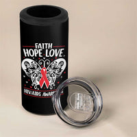 Red Ribbon Faith Hope Love 4 in 1 Can Cooler Tumbler World AIDS Day Gift - Wonder Print Shop