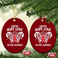 Red Ribbon Faith Hope Love Ceramic Ornament World AIDS Day Gift - Wonder Print Shop