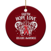 Red Ribbon Faith Hope Love Ceramic Ornament World AIDS Day Gift - Wonder Print Shop