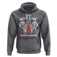 Red Ribbon Faith Hope Love Hoodie World AIDS Day Gift - Wonder Print Shop