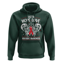 Red Ribbon Faith Hope Love Hoodie World AIDS Day Gift - Wonder Print Shop