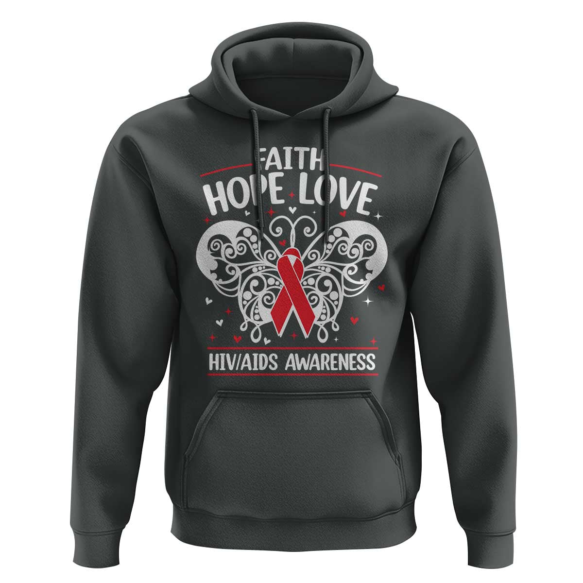 Red Ribbon Faith Hope Love Hoodie World AIDS Day Gift - Wonder Print Shop