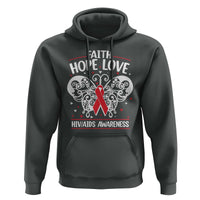 Red Ribbon Faith Hope Love Hoodie World AIDS Day Gift - Wonder Print Shop