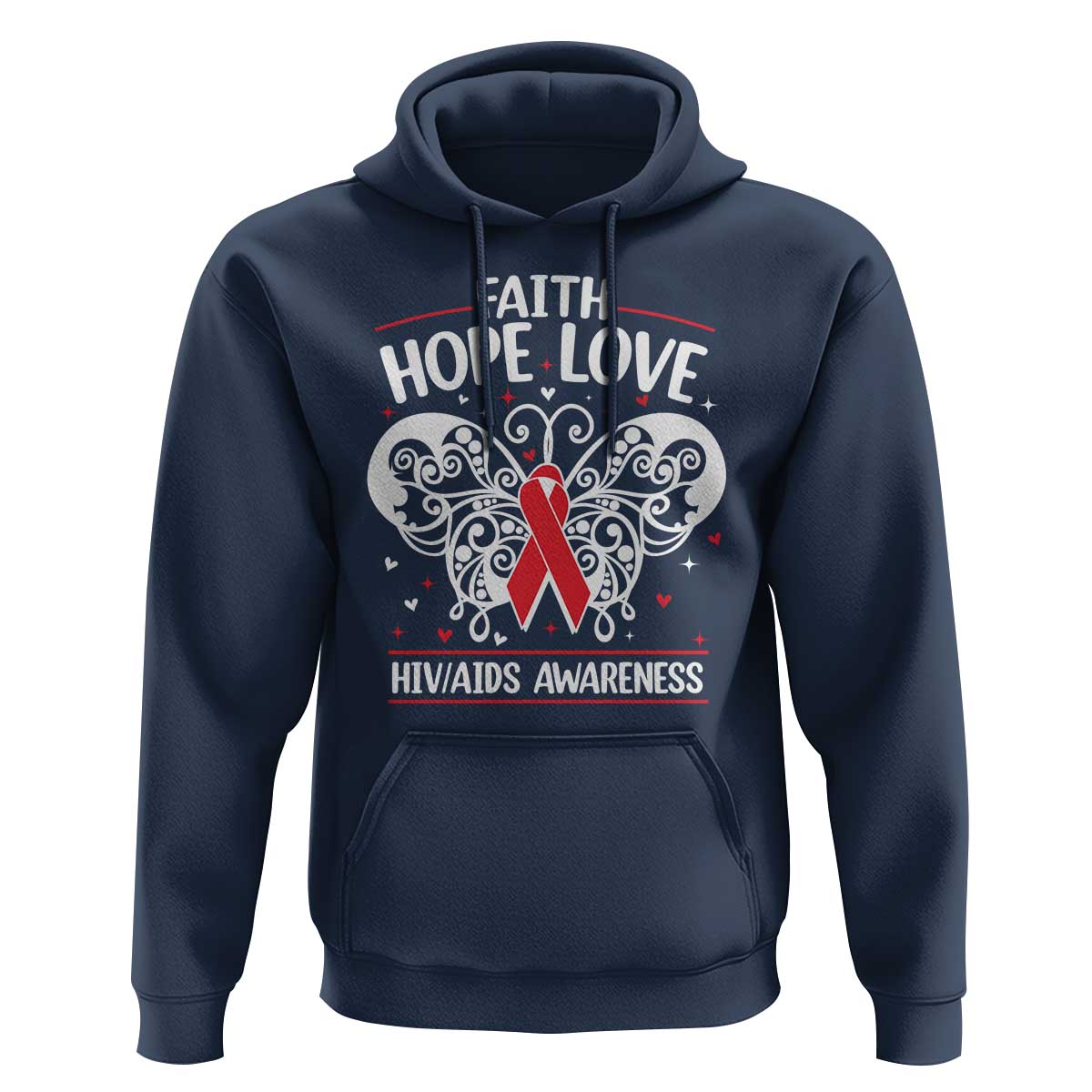 Red Ribbon Faith Hope Love Hoodie World AIDS Day Gift - Wonder Print Shop