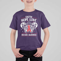 Red Ribbon Faith Hope Love T Shirt For Kid World AIDS Day Gift - Wonder Print Shop