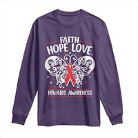 Red Ribbon Faith Hope Love Long Sleeve Shirt World AIDS Day Gift - Wonder Print Shop