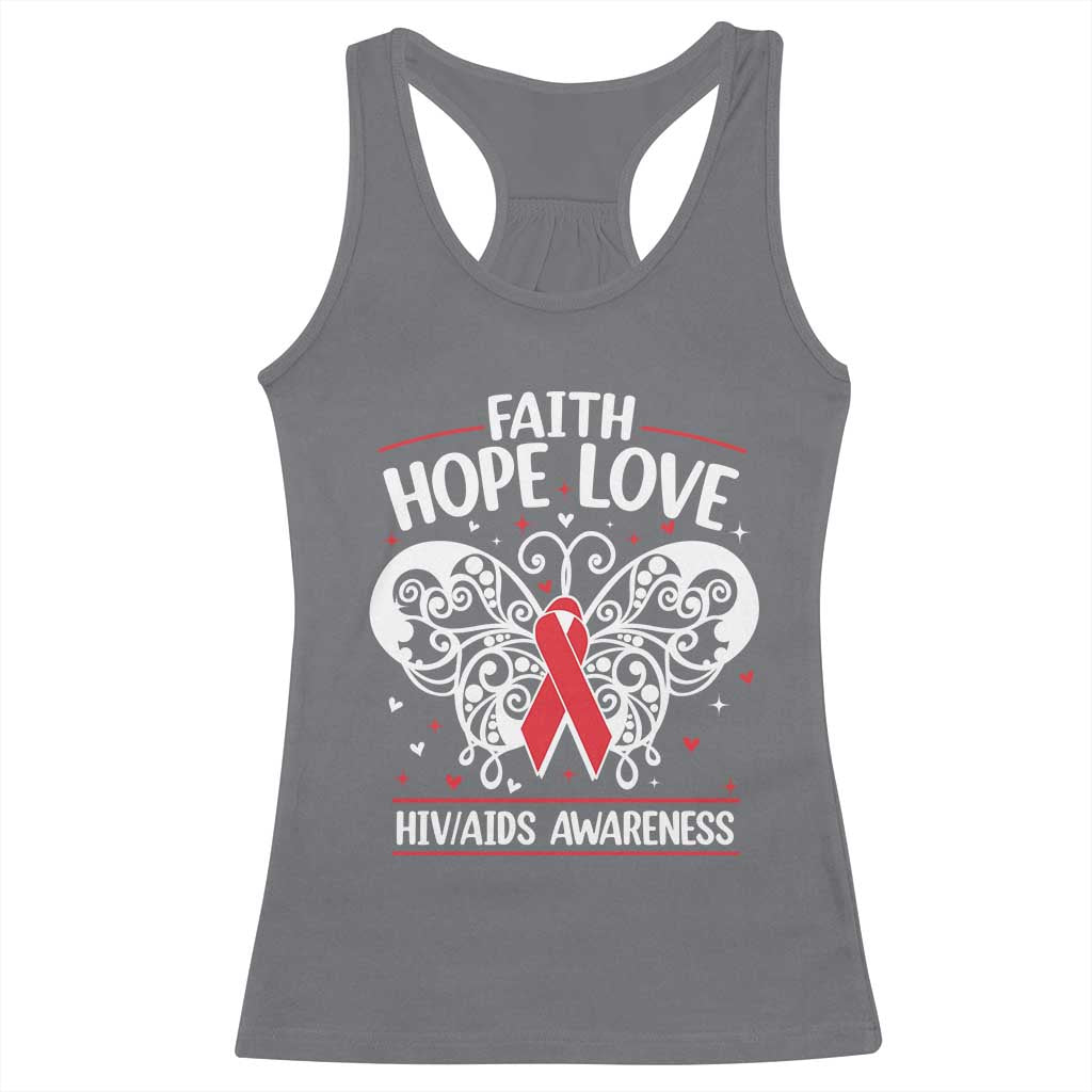 Red Ribbon Faith Hope Love Racerback Tank Top World AIDS Day Gift - Wonder Print Shop