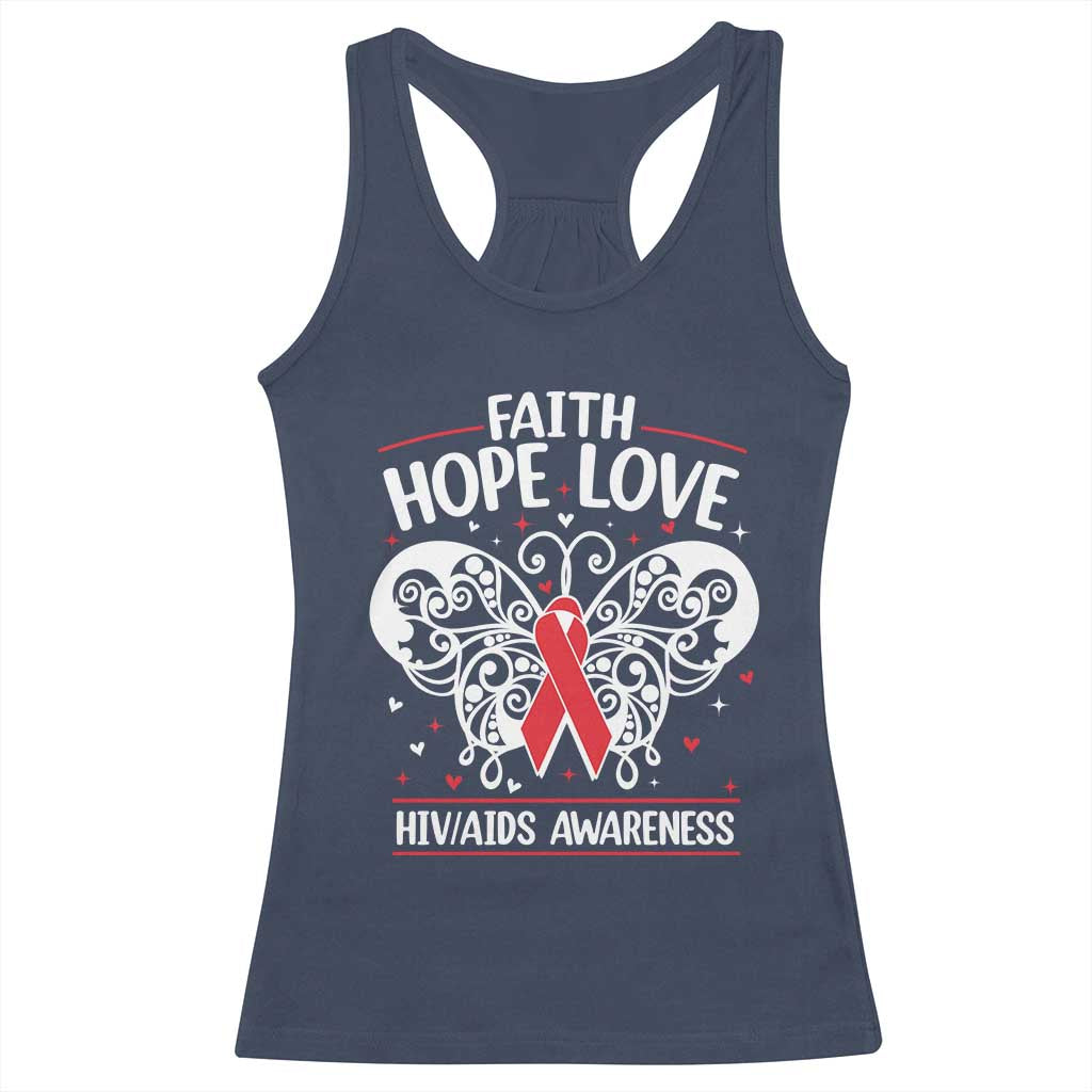 Red Ribbon Faith Hope Love Racerback Tank Top World AIDS Day Gift - Wonder Print Shop