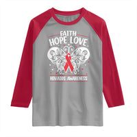 Red Ribbon Faith Hope Love Raglan Shirt World AIDS Day Gift - Wonder Print Shop