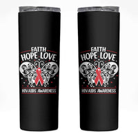 Red Ribbon Faith Hope Love Skinny Tumbler World AIDS Day Gift - Wonder Print Shop