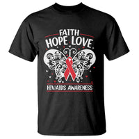 Red Ribbon Faith Hope Love T Shirt World AIDS Day Gift - Wonder Print Shop