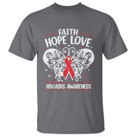 Red Ribbon Faith Hope Love T Shirt World AIDS Day Gift - Wonder Print Shop