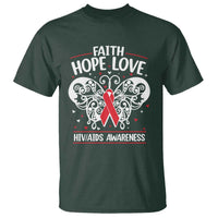 Red Ribbon Faith Hope Love T Shirt World AIDS Day Gift - Wonder Print Shop