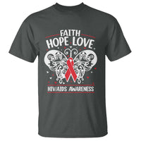 Red Ribbon Faith Hope Love T Shirt World AIDS Day Gift - Wonder Print Shop