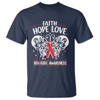 Red Ribbon Faith Hope Love T Shirt World AIDS Day Gift - Wonder Print Shop