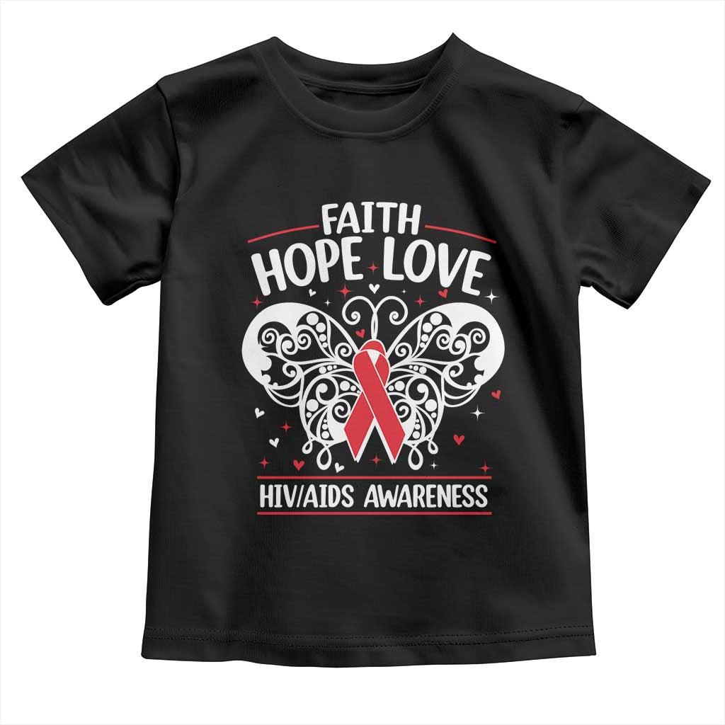 Red Ribbon Faith Hope Love Toddler T Shirt World AIDS Day Gift - Wonder Print Shop