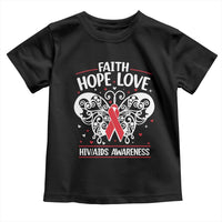 Red Ribbon Faith Hope Love Toddler T Shirt World AIDS Day Gift - Wonder Print Shop