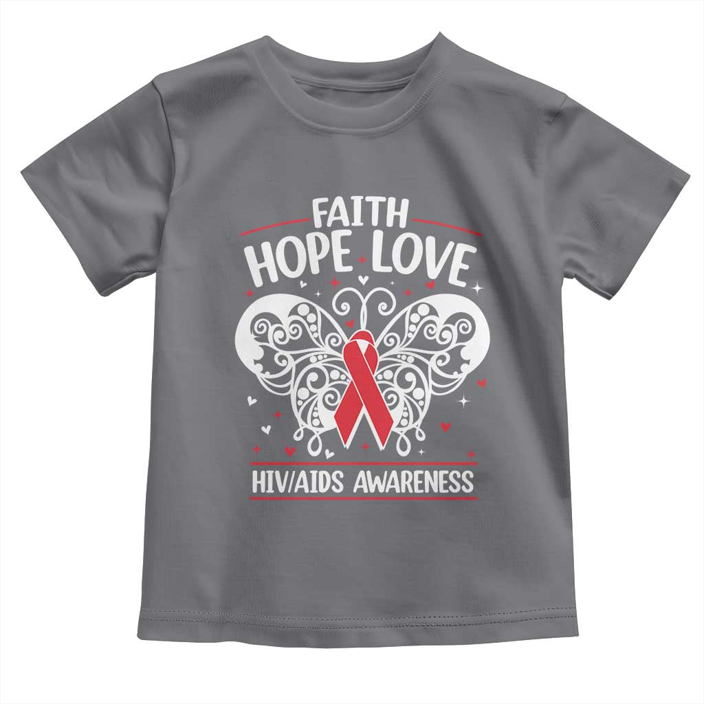 Red Ribbon Faith Hope Love Toddler T Shirt World AIDS Day Gift - Wonder Print Shop