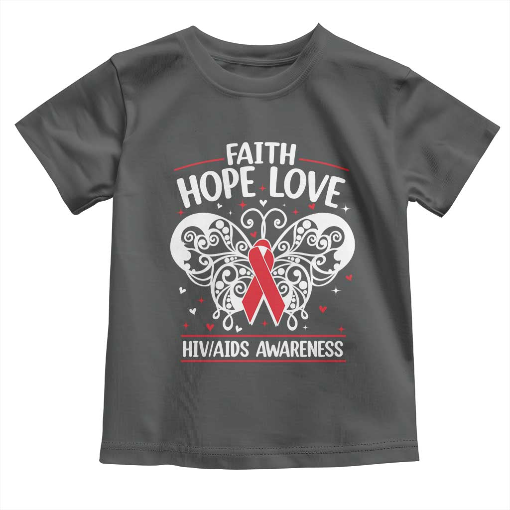 Red Ribbon Faith Hope Love Toddler T Shirt World AIDS Day Gift - Wonder Print Shop