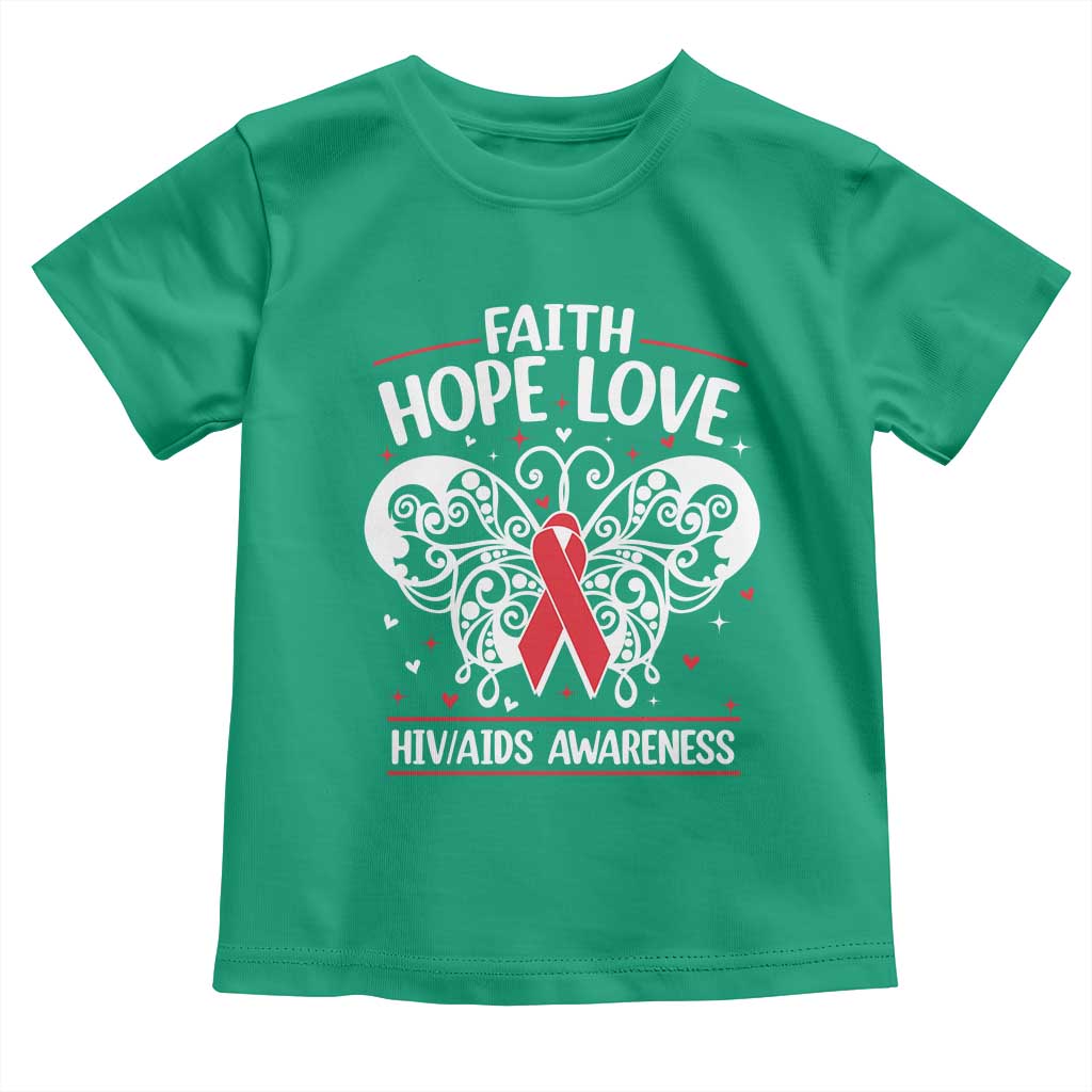 Red Ribbon Faith Hope Love Toddler T Shirt World AIDS Day Gift - Wonder Print Shop