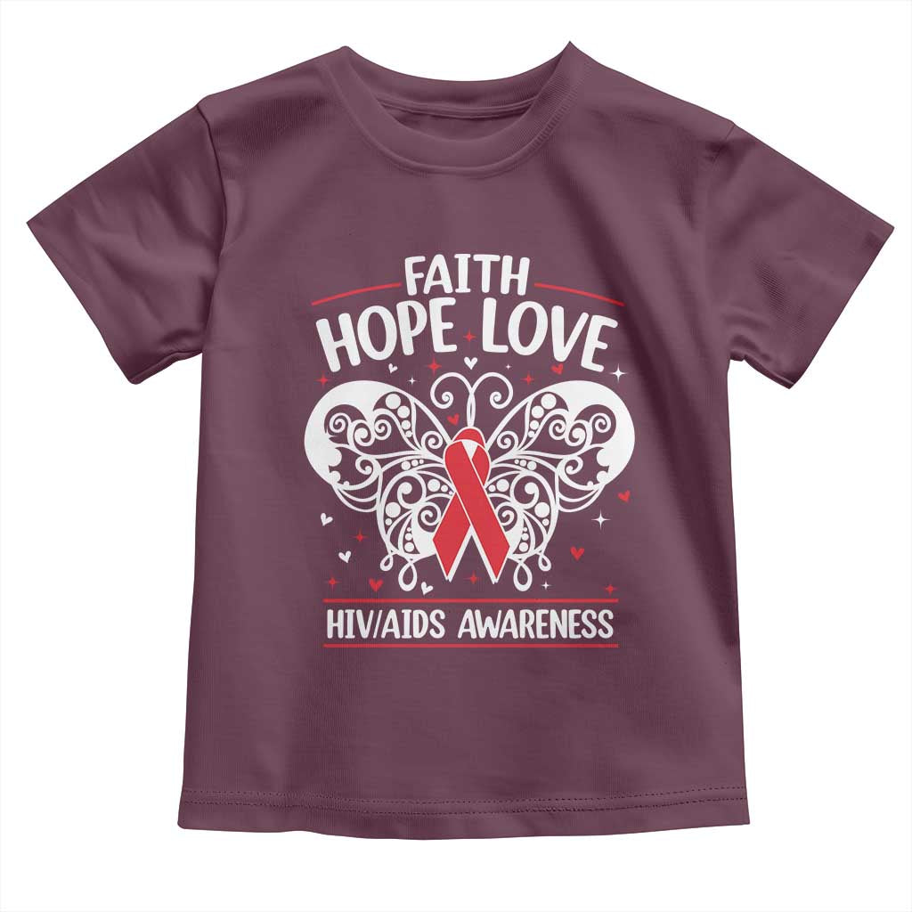 Red Ribbon Faith Hope Love Toddler T Shirt World AIDS Day Gift - Wonder Print Shop