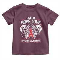 Red Ribbon Faith Hope Love Toddler T Shirt World AIDS Day Gift - Wonder Print Shop