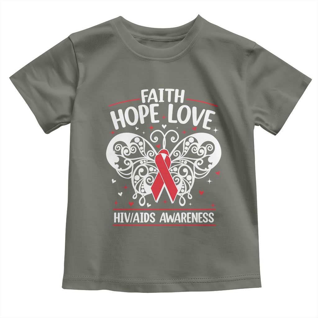 Red Ribbon Faith Hope Love Toddler T Shirt World AIDS Day Gift - Wonder Print Shop