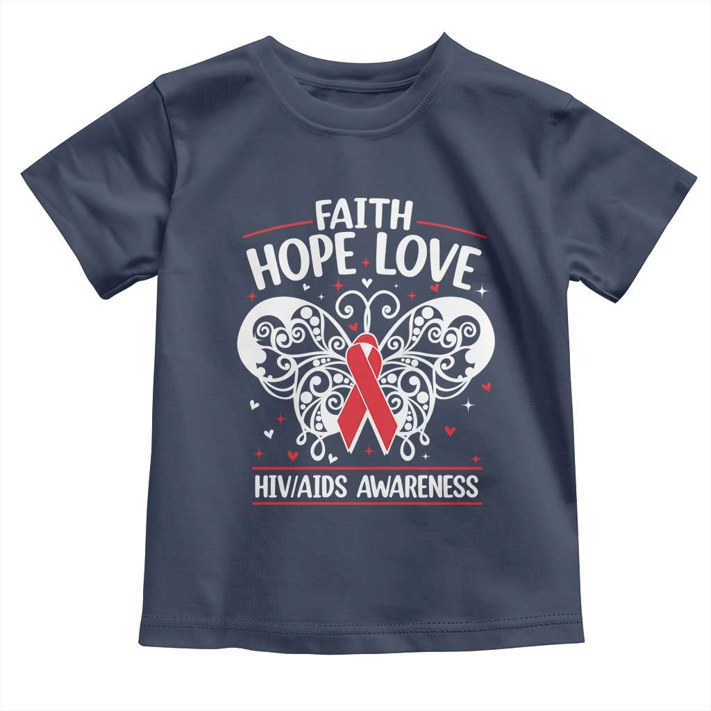 Red Ribbon Faith Hope Love Toddler T Shirt World AIDS Day Gift - Wonder Print Shop