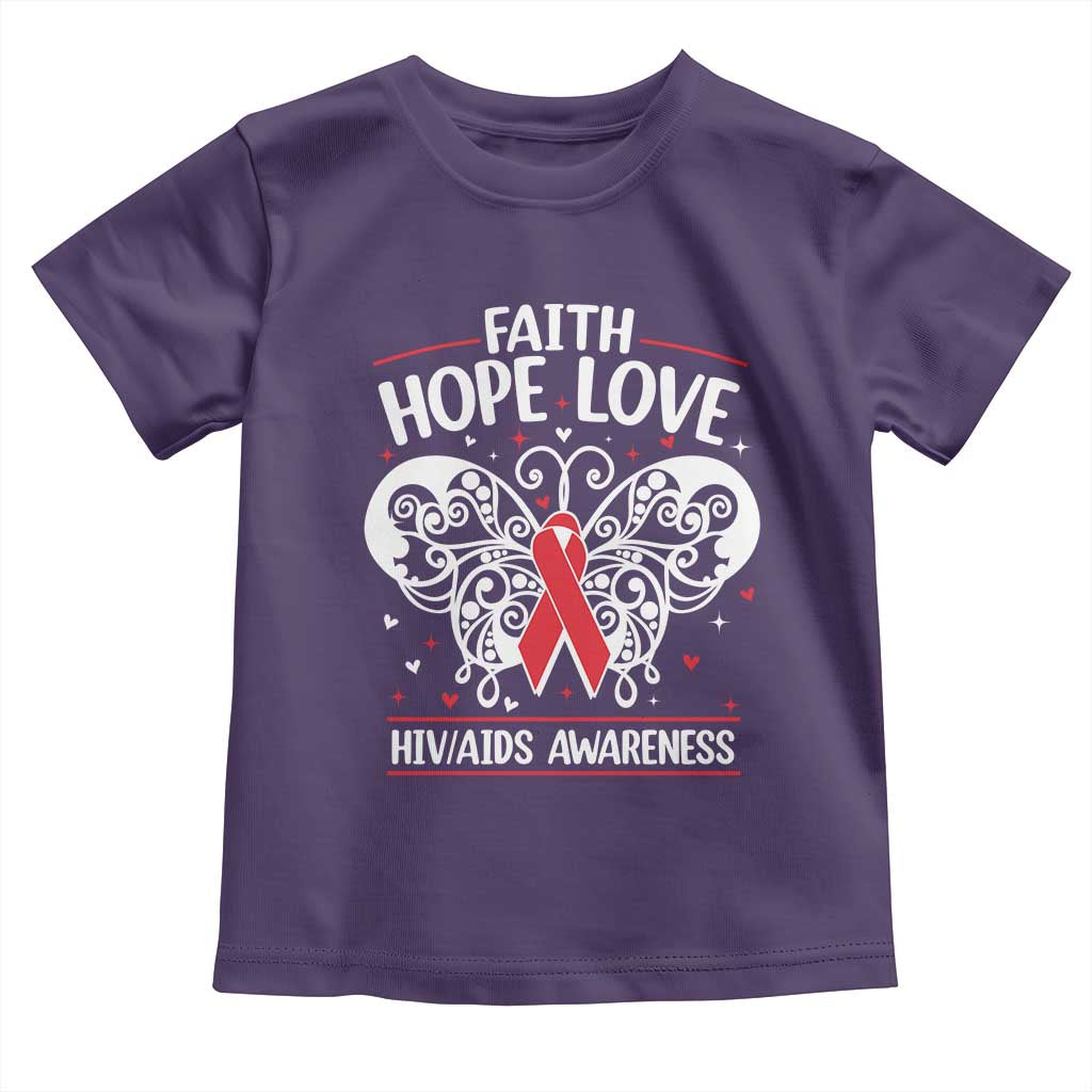 Red Ribbon Faith Hope Love Toddler T Shirt World AIDS Day Gift - Wonder Print Shop