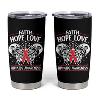 Red Ribbon Faith Hope Love Tumbler Cup World AIDS Day Gift - Wonder Print Shop