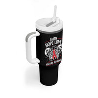 Red Ribbon Faith Hope Love Tumbler With Handle World AIDS Day Gift - Wonder Print Shop