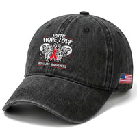 Red Ribbon Faith Hope Love Washed Cotton Baseball Cap World AIDS Day Gift