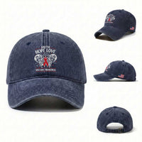Red Ribbon Faith Hope Love Washed Cotton Baseball Cap World AIDS Day Gift