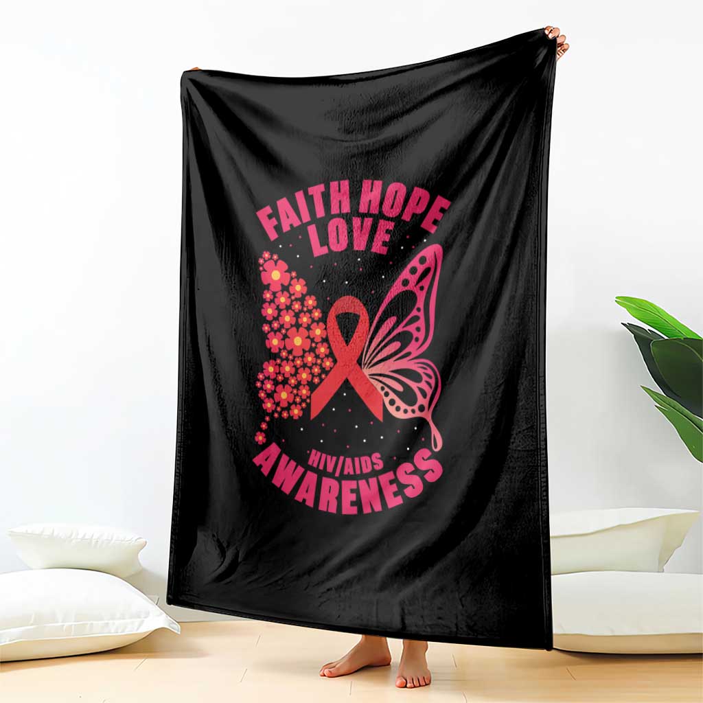 Faith Hope Love HIV Butterfly Throw Blanket Awareness Month Gift - Wonder Print Shop