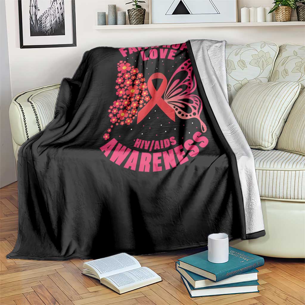 Faith Hope Love HIV Butterfly Throw Blanket Awareness Month Gift - Wonder Print Shop