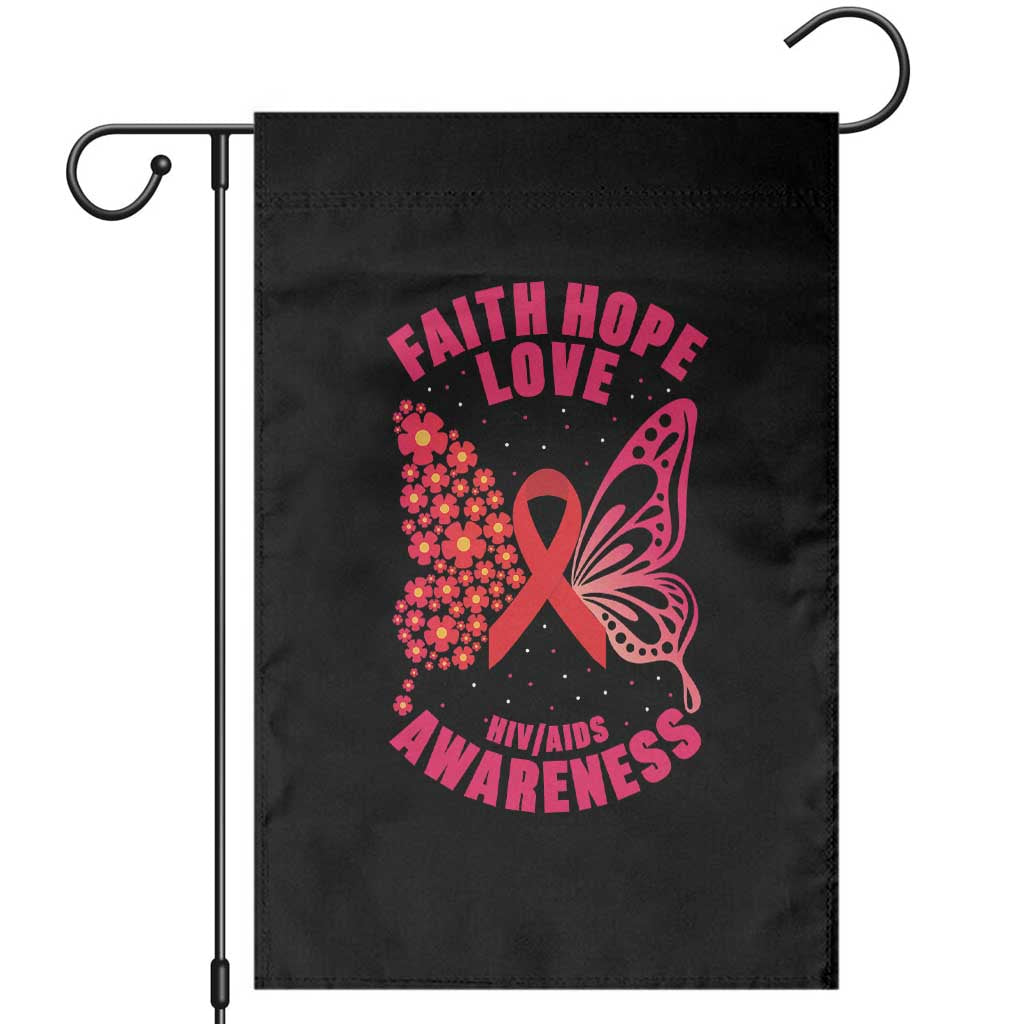 Faith Hope Love HIV Butterfly Garden Flag Awareness Month Gift - Wonder Print Shop