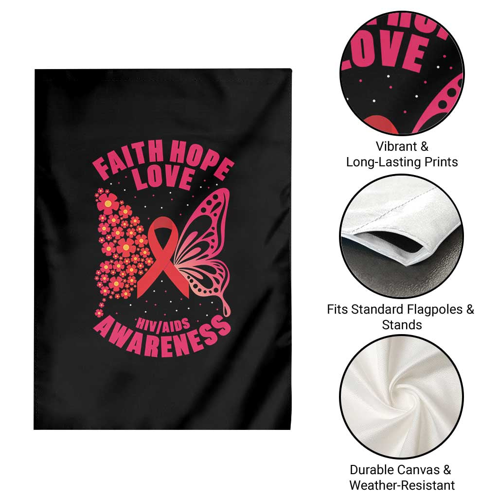 Faith Hope Love HIV Butterfly Garden Flag Awareness Month Gift - Wonder Print Shop