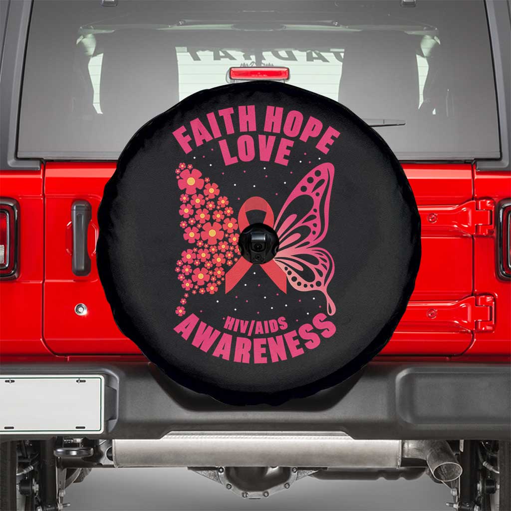 Faith Hope Love HIV Butterfly Spare Tire Cover Awareness Month Gift - Wonder Print Shop
