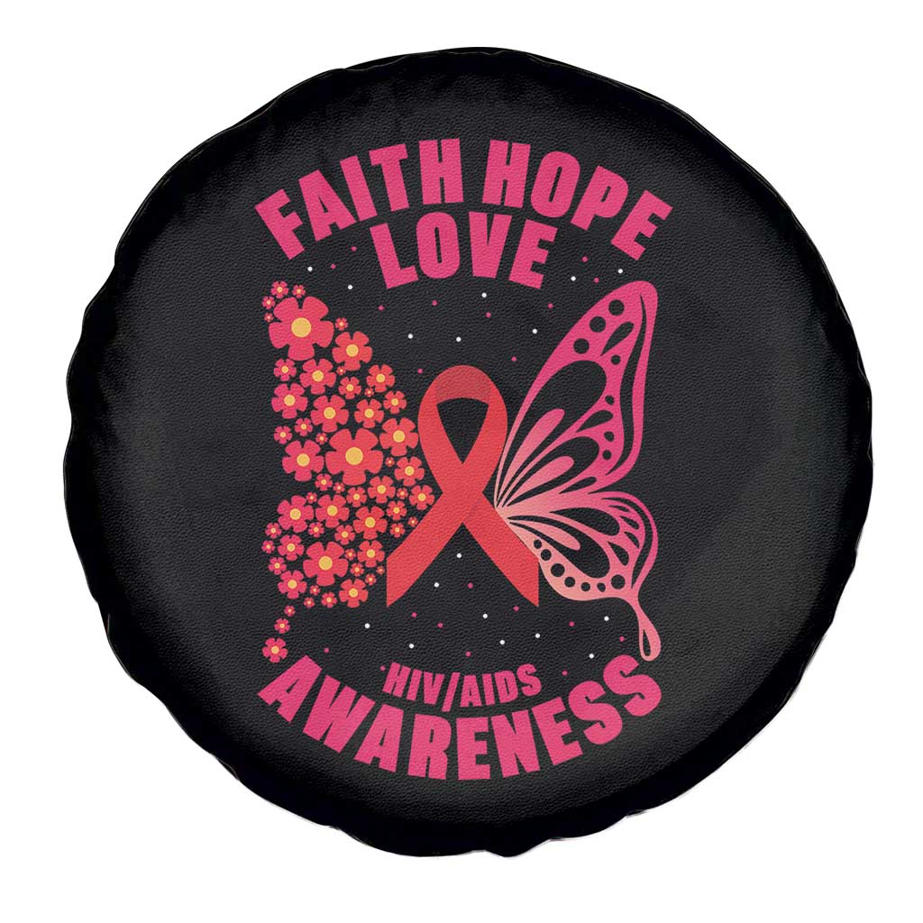 Faith Hope Love HIV Butterfly Spare Tire Cover Awareness Month Gift - Wonder Print Shop