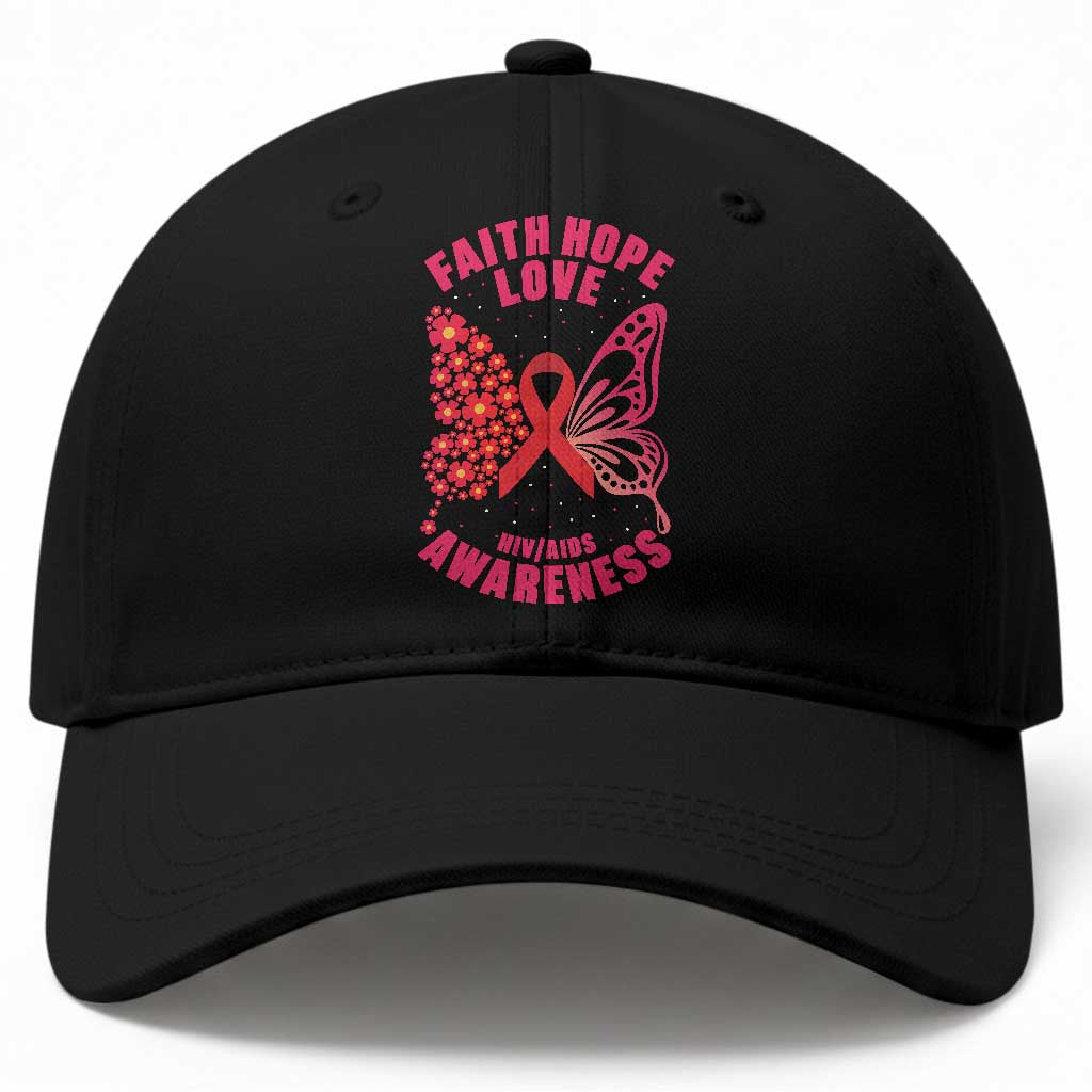 Faith Hope Love HIV Butterfly Baseball Cap Awareness Month Gift