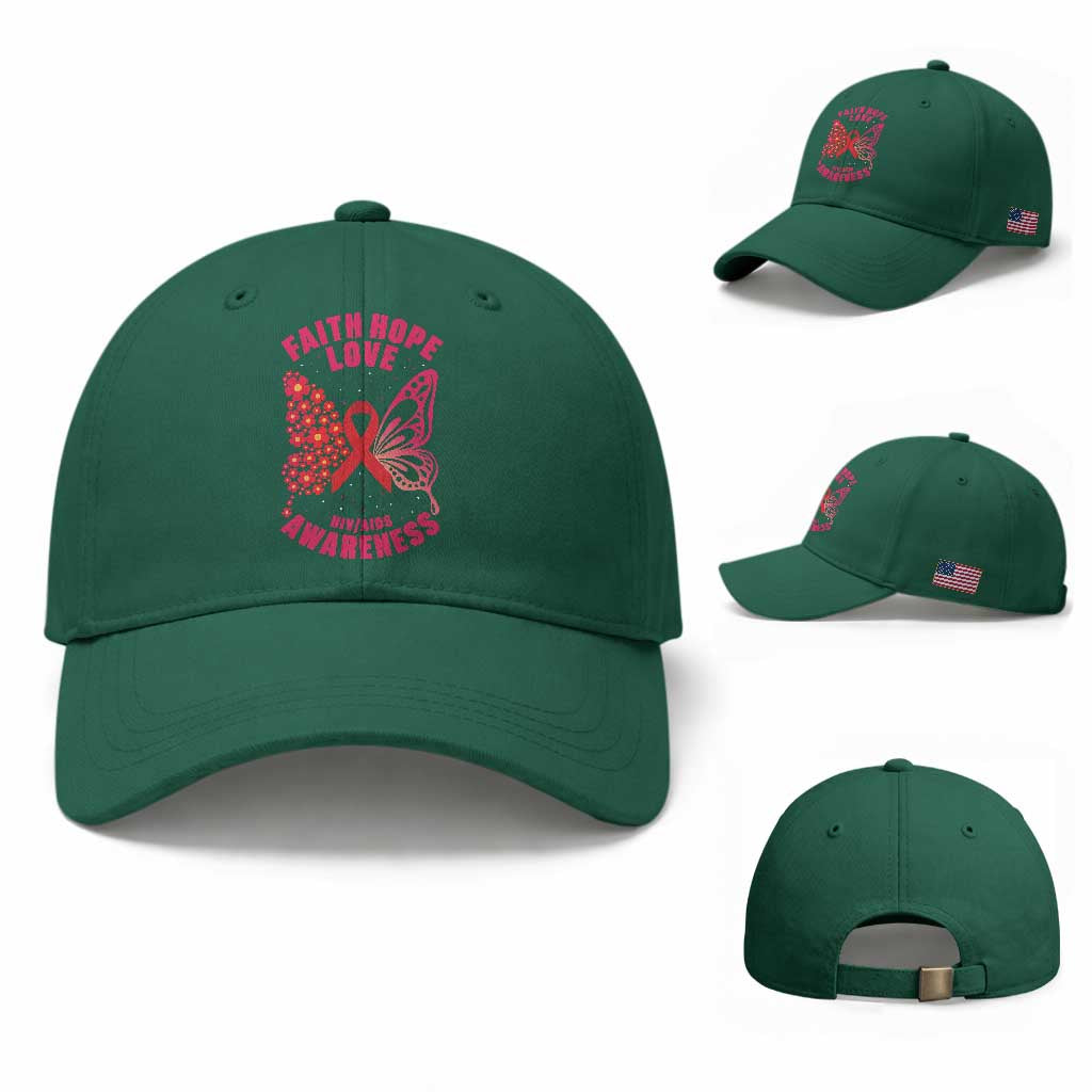Faith Hope Love HIV Butterfly Baseball Cap Awareness Month Gift