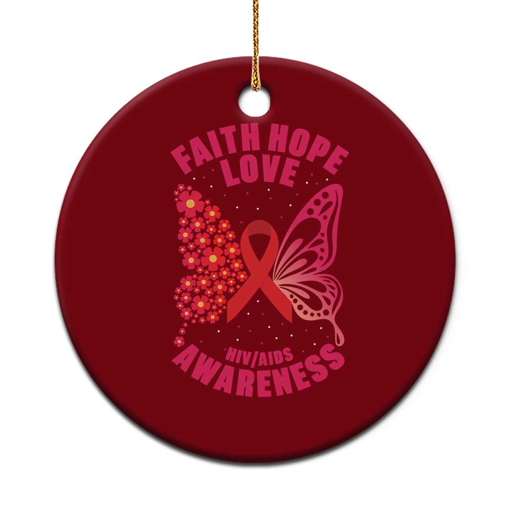 Faith Hope Love HIV Butterfly Ceramic Ornament Awareness Month Gift - Wonder Print Shop