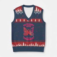 Faith Hope Love HIV Butterfly V-Neck Knit Sweater Vest Awareness Month Gift - Wonder Print Shop