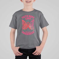 Faith Hope Love HIV Butterfly T Shirt For Kid Awareness Month Gift - Wonder Print Shop