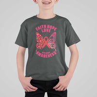 Faith Hope Love HIV Butterfly T Shirt For Kid Awareness Month Gift - Wonder Print Shop