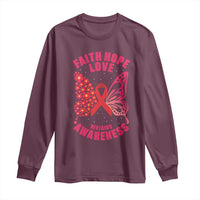 Faith Hope Love HIV Butterfly Long Sleeve Shirt Awareness Month Gift - Wonder Print Shop