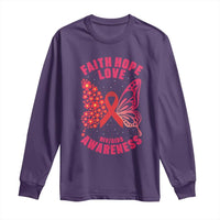 Faith Hope Love HIV Butterfly Long Sleeve Shirt Awareness Month Gift - Wonder Print Shop