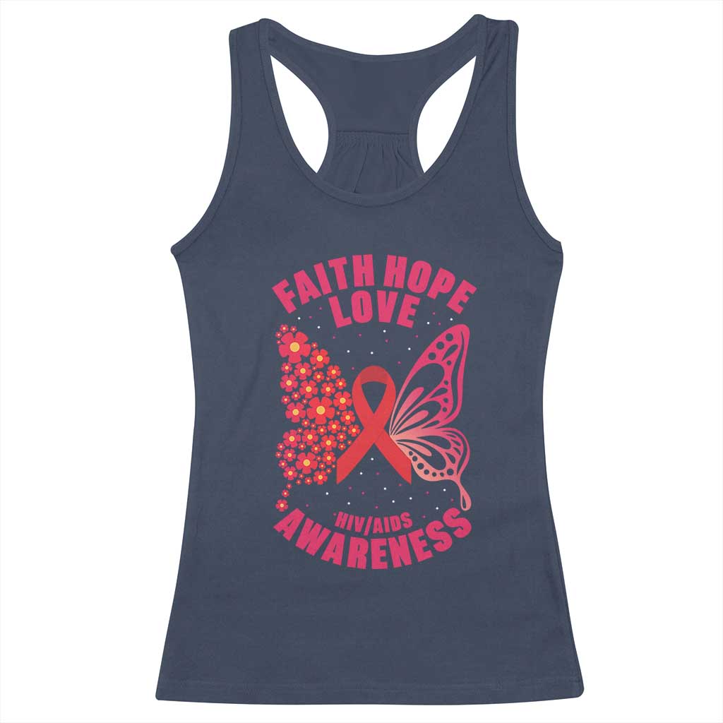 Faith Hope Love HIV Butterfly Racerback Tank Top Awareness Month Gift - Wonder Print Shop