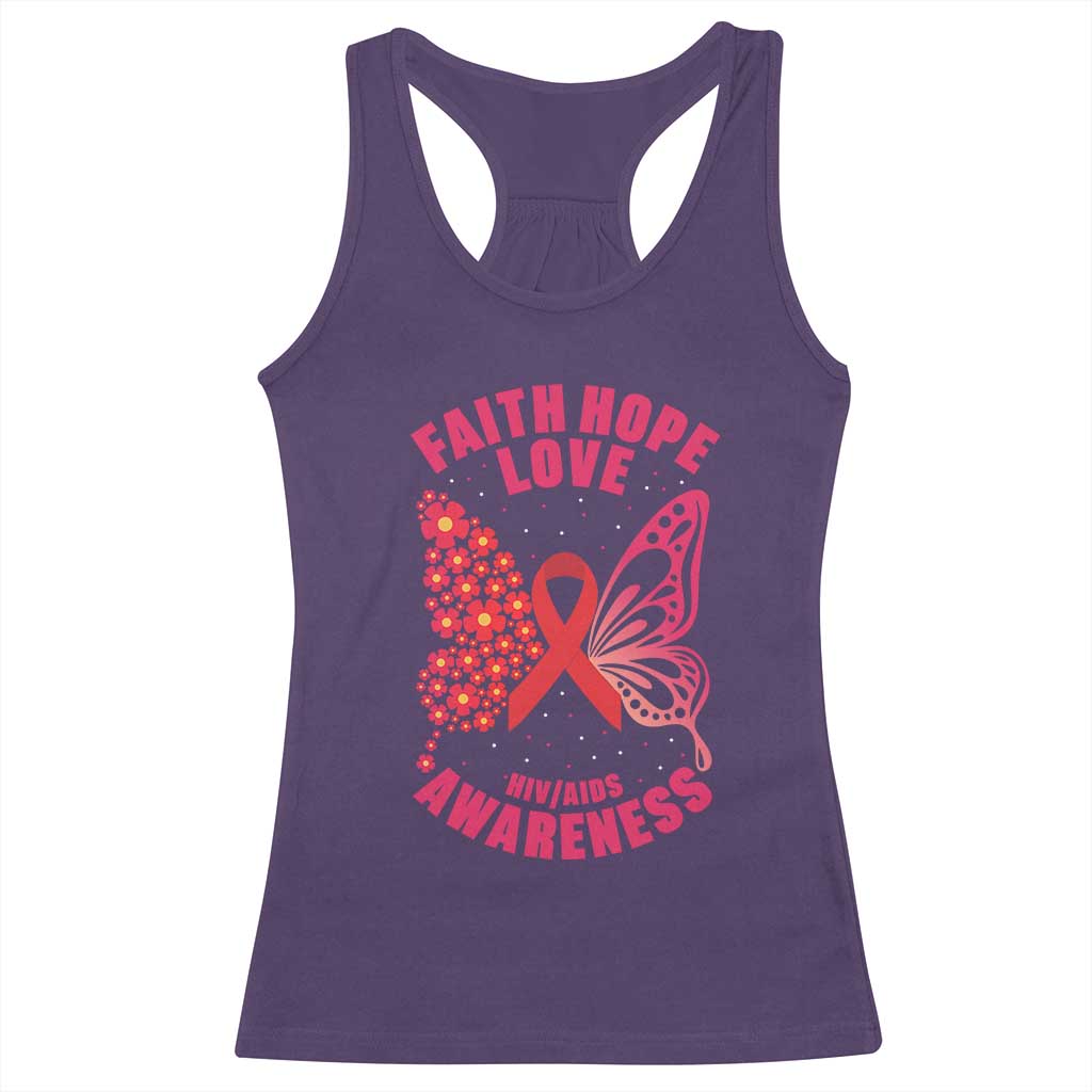 Faith Hope Love HIV Butterfly Racerback Tank Top Awareness Month Gift - Wonder Print Shop