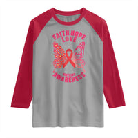 Faith Hope Love HIV Butterfly Raglan Shirt Awareness Month Gift - Wonder Print Shop